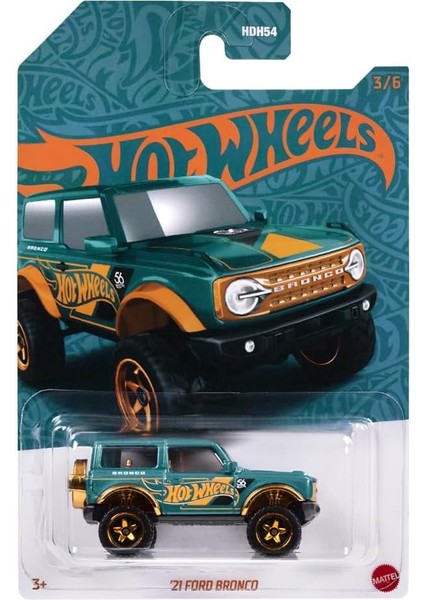Collectible Die-Cast Vehicle - '21 Ford Bronco Sport Utility Car - Teal And Gold - HDH54-3/6