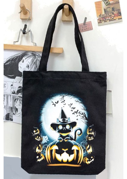 Siyah Unisex Kanvas Çanta, Şık ve Hafif Günlük Kullanım Için Ideal