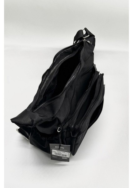 Şık Çok Bölmeli Siyah Hafif Kumaş Kadın Omuz Çapraz Çanta