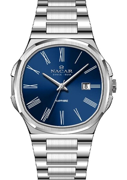 Safir Cam Klasik Gümüş Erkek Kol Saati NC33-298377-ALM