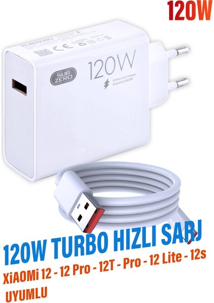 Xiaomi 12 - 12 Pro - 12T - Pro - 12 Lite - 12S Turbo Şarj Aleti 120W Hızlı Şarj ve Kablosu