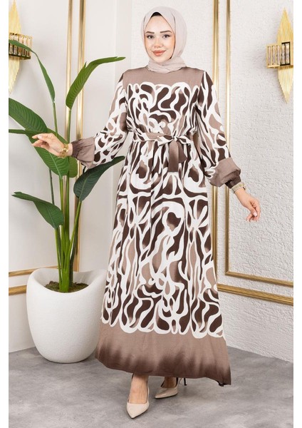 Batik Desenli Tesettür Elbise