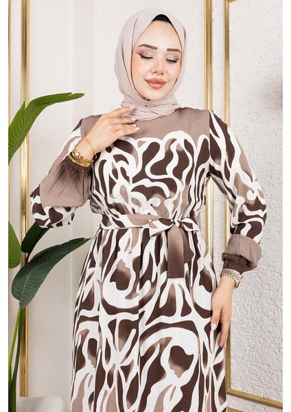 Batik Desenli Tesettür Elbise modelleri