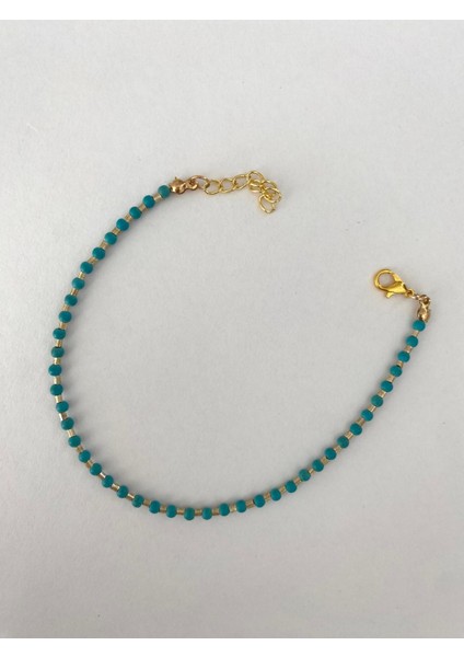 "mavi Boncuk Şerit Gold Renkli Halhal