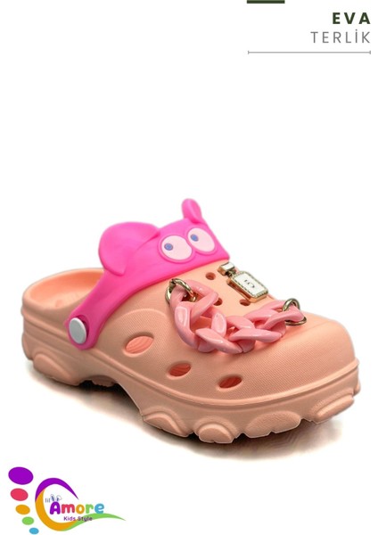 Gözlük Desen Zincirli Eva Kız Çocuk Plaj Havuz Terlik Sabo Terlik Yavru Ağzı modelleri