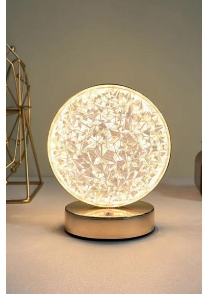 Şarjlı Kristal Elmas Masa Lambası, Dokunmatik LED Renkli Gece Işığı