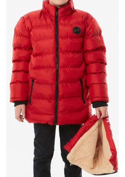 Erkek Çocuk /kız Çocuk Armalı Kapüşonlu Kırmızı Şişme Mont indirimleri