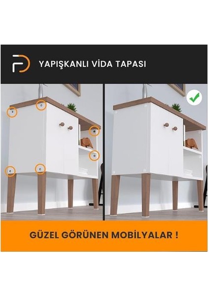 Kendinden Yapışkanlı Vida Tapası Beyaz 21 mm Yuvarlak 50 Parça modelleri