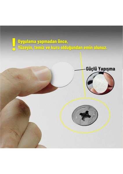 Kendinden Yapışkanlı Vida Tapası Beyaz 21 mm Yuvarlak 50 Parça fırsatları