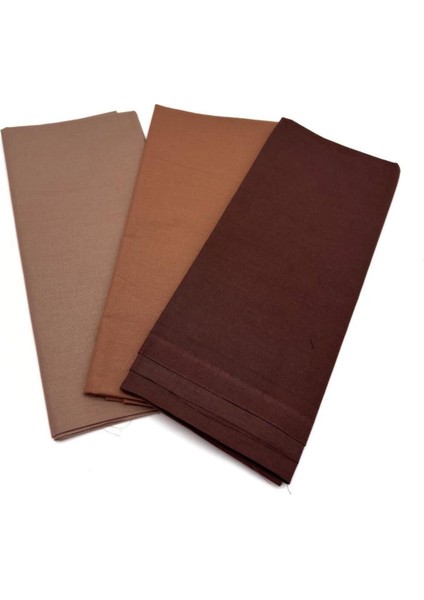 120X50 cm Pamuklu Astarlık Kumaş Seti, Koyu ve Açık Kahve Tonları