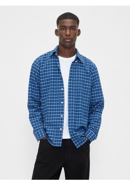 Erkek Koyu Mavi Standart Fit Oxford Gömlek