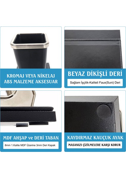 Aksu Krom Detaylı Isimlikli Sümen Takımı Lüks Ofis Seti Yeni Iş Ofis Hediyesi Masa Isimliği Siyah fırsatları