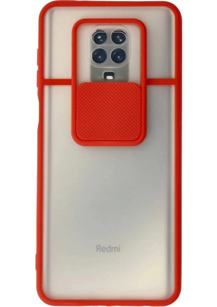 Xiaomi Redmi Note 9 Pro Kılıf Palm Buzlu Kamera Sürgülü Silikon - Kırmızı