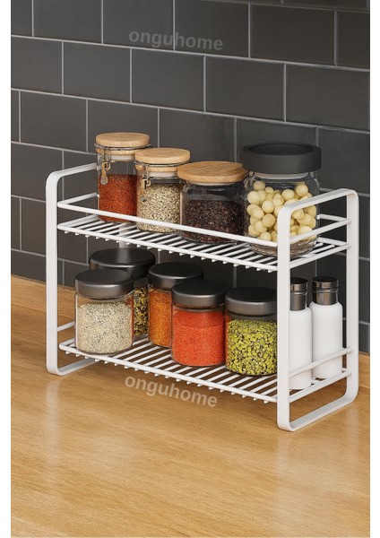 Tezgah Üstü Metal Organizer Raf Banyo Düzenleyicisi Mutfak Rafı Baharatlık Makyaj Standı Ofis Raf