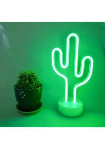 Yeşil Kaktüs Neon LED Masa ve Duvar Lambası, Şık ve Modern Gece Aydınlatması fiyatları