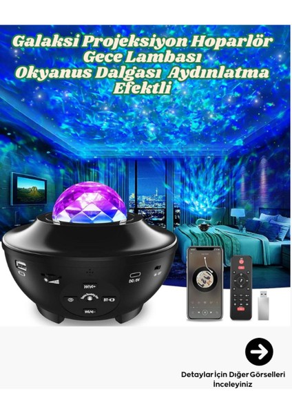 Yıldızlı Tavan Projektörü, Bulutsu Galaxy Lazer Işıkları, Disko Topu, Bluetooth Hoparlör