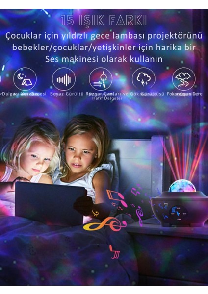 Yıldızlı Tavan Projektörü, Bulutsu Galaxy Lazer Işıkları, Disko Topu, Bluetooth Hoparlör modelleri