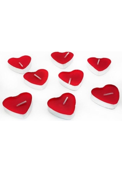 Kırmızı Kalp Mumları, 50 Adet, Yüksek Kalite, Şık ve Romantik Aydınlatma Seti
