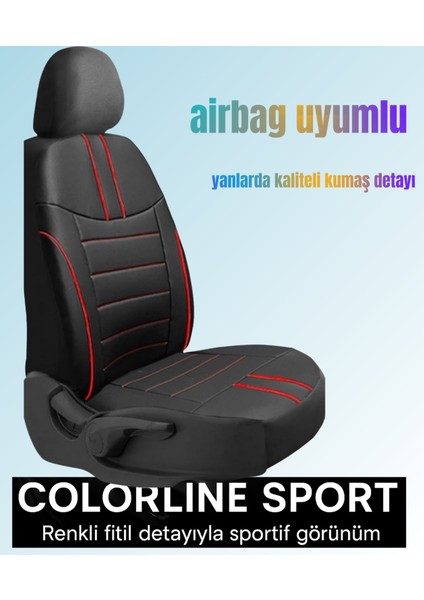 Citroen C-Elysée 2018 ve Sonrası Colorline Sport Serisi Deri Siyah Kırmızı Koltuk Kılıfı fiyatları