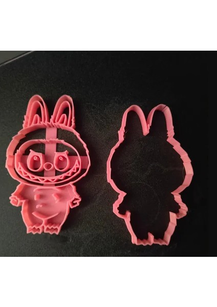 Labubu Temalı Kalıp Seti Kurabiye Kesici Polimer Kil Seramik ve Şeker Hamuru Için 2'li Kalıp