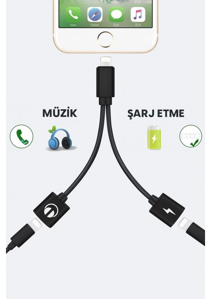 Lightning Kulaklık Şarj Çoklayıcı Iphone Plus Uyumlu Çevirici Dönüştürücü Adaptör fiyatları