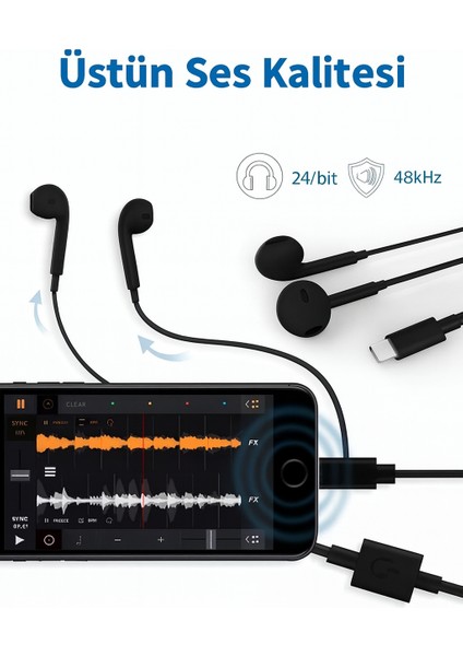 Lightning Kulaklık Şarj Çoklayıcı Iphone Plus Uyumlu Çevirici Dönüştürücü Adaptör modelleri