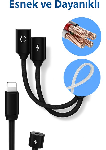 Lightning Kulaklık Şarj Çoklayıcı Iphone Plus Uyumlu Çevirici Dönüştürücü Adaptör indirimleri