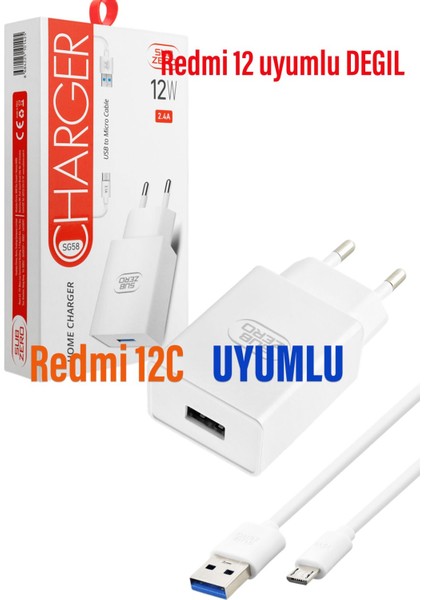 Redmi 12C Uyumlu Şarj Aleti ve Kablosu 5V 2.4A 12W fiyatları