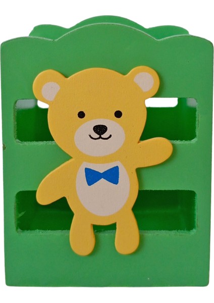 Ahşap Masaüstü Kalemlik Sevimli Avakado Ayıcıklı Yeşil- 1 Adet modelleri