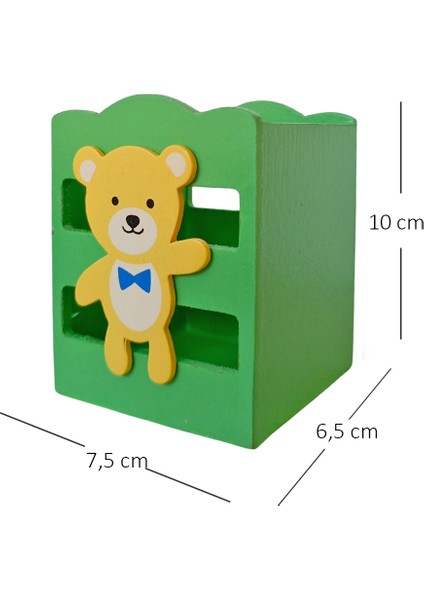 Ahşap Masaüstü Kalemlik Sevimli Avakado Ayıcıklı Yeşil- 1 Adet fırsatları