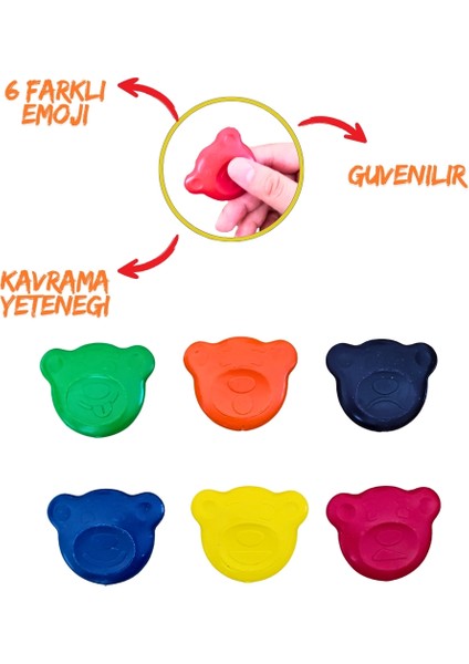Teddy Şekilli Kirletmeyen Mum Boyalar 6'lı fiyatları