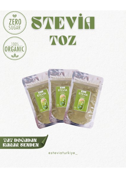 100 gr Stevia Şeker Otu Yeşil Granül Toz Kullanıma Hazır