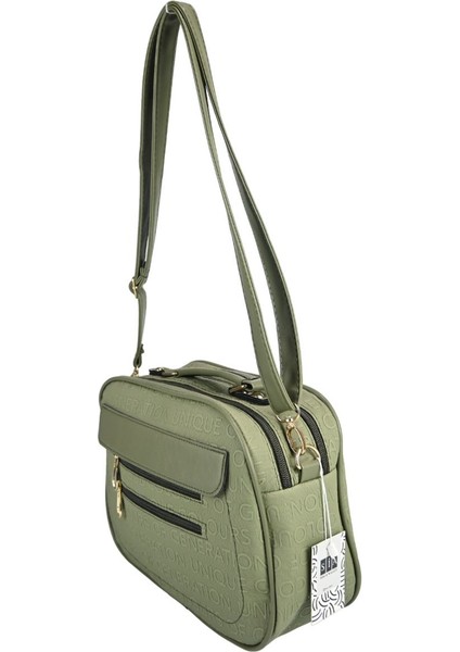 Haki Renkli Çapraz ve El Tutmalı Çok Gözlü Şık ve Kullanışlı Çanta