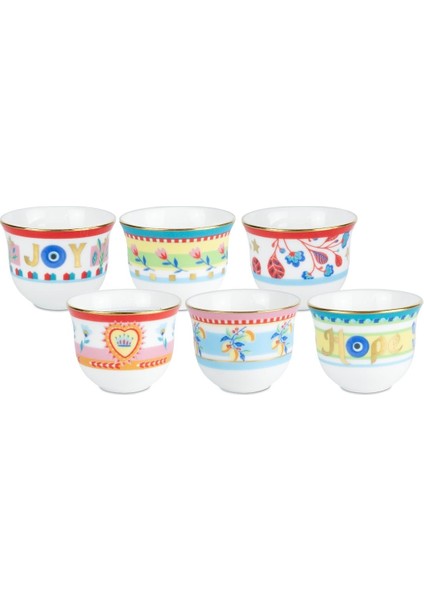 Renkli Desenli Mini Fincan Seti, 6'lı, 6x5 Cm, Şık ve Kullanışlı Ev Dekoru fiyatları