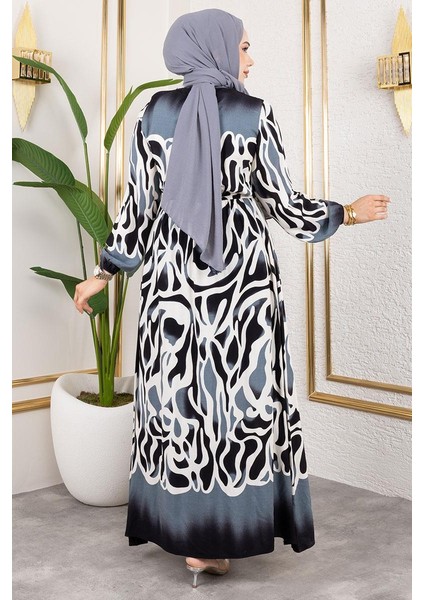 Batik Desenli Tesettür Elbise modelleri