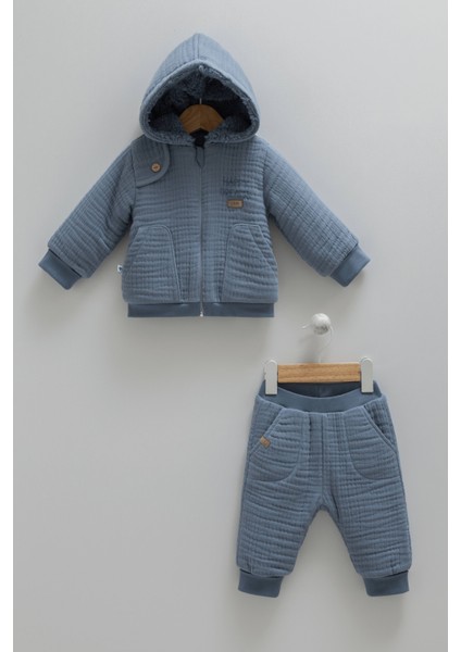 01-09 Ay Indigo Mavisi Renk Erkek Bebek Içi Peluş Ikili Takım