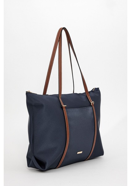 Şeritli Kadın Omuz Çantası, Şık ve Hafif, Lacivert Renkli, Günlük Kullanım Için Ideal