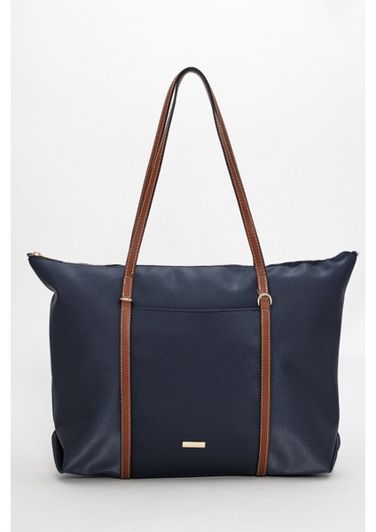 Şeritli Kadın Omuz Çantası, Şık ve Hafif, Lacivert Renkli, Günlük Kullanım Için Ideal indirimleri