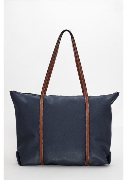 Şeritli Kadın Omuz Çantası, Şık ve Hafif, Lacivert Renkli, Günlük Kullanım Için Ideal