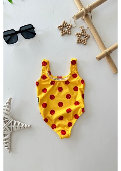 Puantiueli Mnn Ms Baskılı Kız Çocuk mayo bikini - Sarı fiyatları