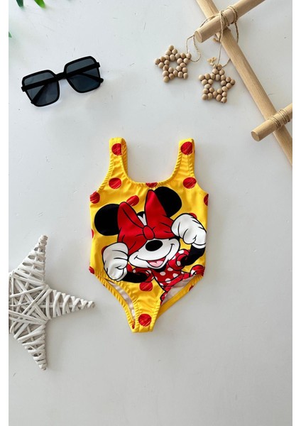 Puantiueli Mnn Ms Baskılı Kız Çocuk mayo bikini - Sarı modelleri