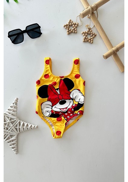 Puantiueli Mnn Ms Baskılı Kız Çocuk mayo bikini - Sarı fırsatları