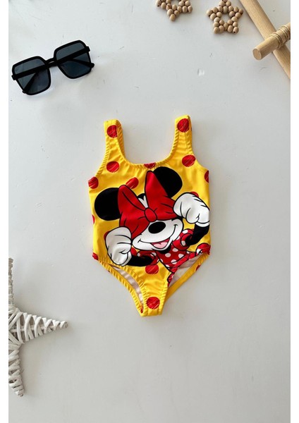 Puantiueli Mnn Ms Baskılı Kız Çocuk mayo bikini - Sarı indirimleri