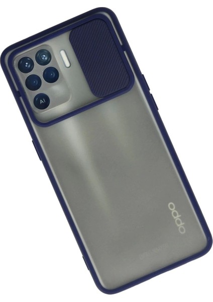 Oppo Reno 5 Lite Kılıf Palm Buzlu Kamera Sürgülü Silikon - Lacivert fiyatları