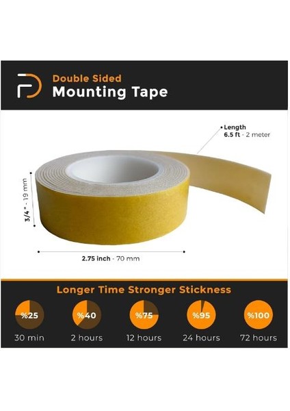 Çift Taraflı Yapışkanlı Montaj Bandı 19 mm x 2 Metre modelleri