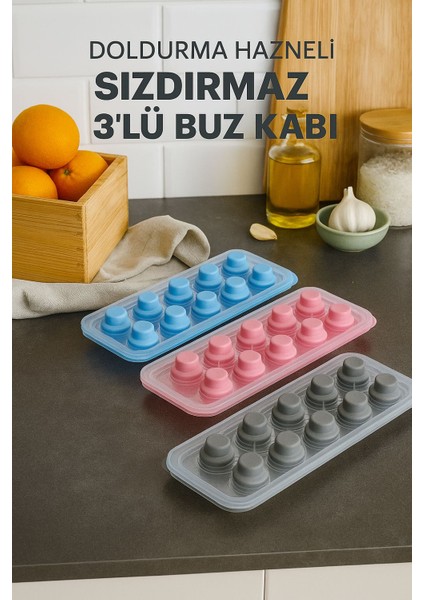 Doldurma Hazneli Sızdırmaz 3'lü Buz Kalıbı