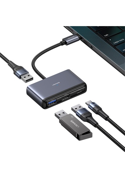 SJ627 4'ü 1 Arada Tip-C Çok Fonksiyonlu Hub - 60W Pd Hızlı Şarj, 5gbps Veri Aktarımı, USB 3.0, USB 2.0 Bağlantıları