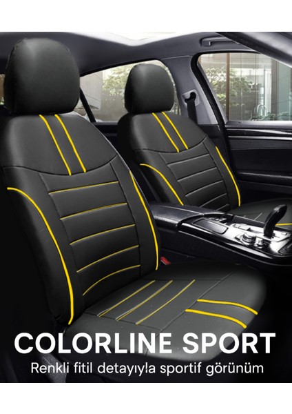 Cupra Leon 2020–SONRASI Colorline Sport Serisi Deri Siyah Sarı Koltuk Kılıfı