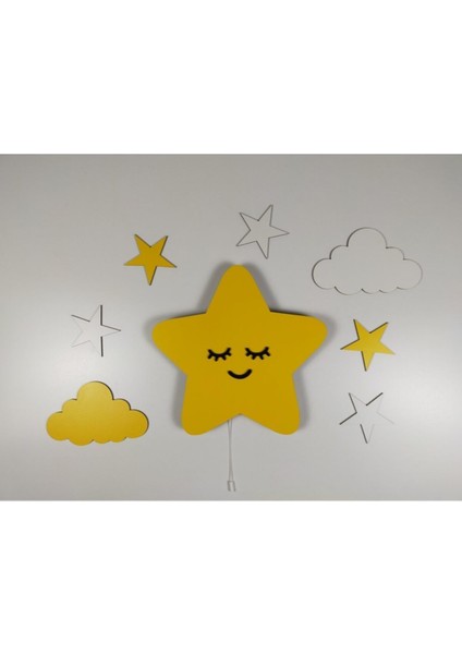 Sevimli Ahşap Yıldız Gece Lambası, Ledli Çocuk Odası Dekoru fiyatları