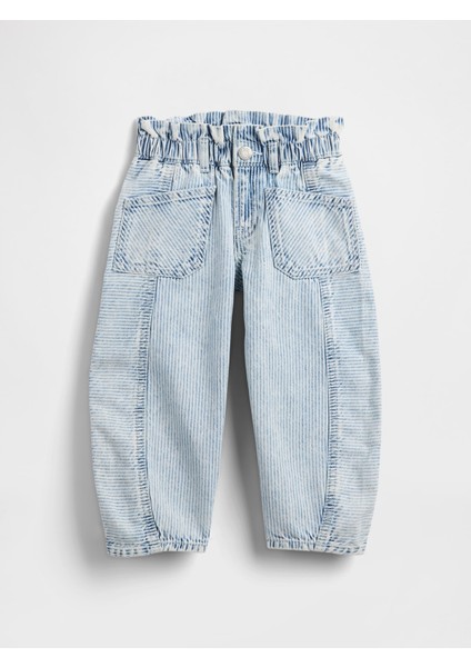 Kız Bebek Mavi Jean Pantolon Çizgili Horseshoe